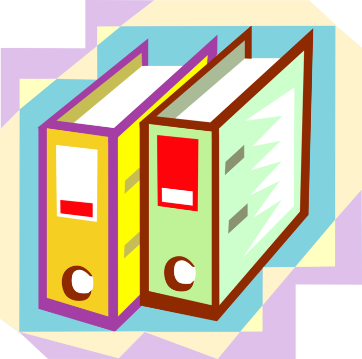Vector Illustration of Office Binders Folders Contain File Folders and Record Books