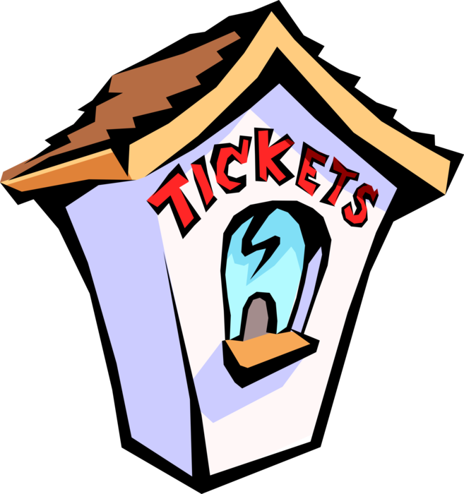 Vector Illustration of Ticket Booth Kiosk Sells Admission Tickets