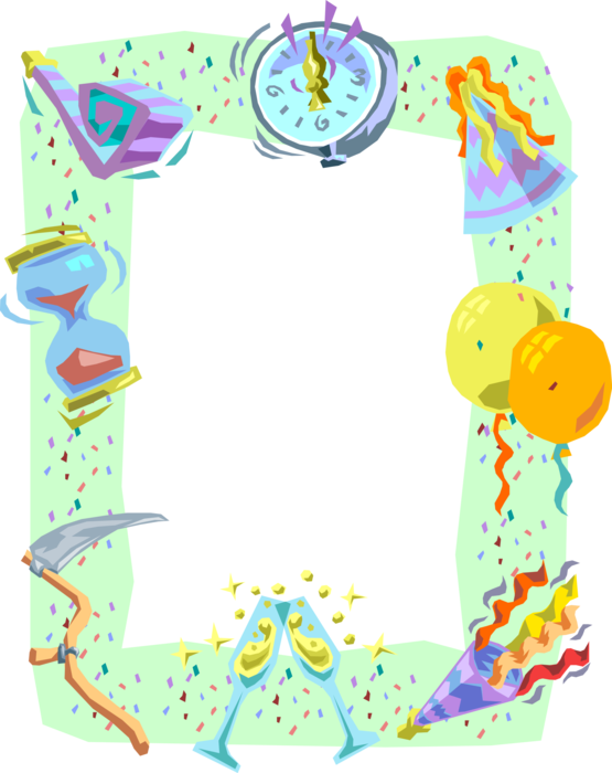 Vector Illustration of Party Time Celebration Frame Border