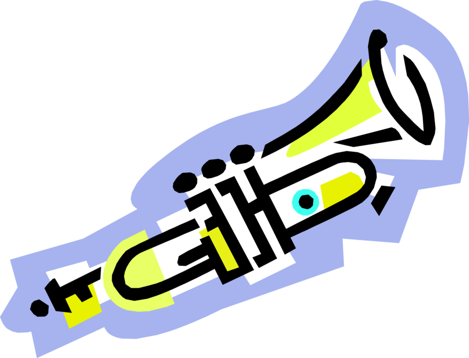 Vector Illustration of Trumpet Horn Brass Musical Instrument used in Classical and Jazz Ensembles