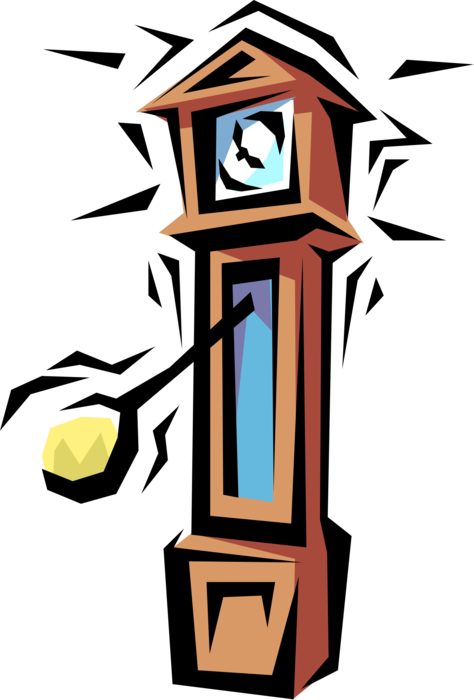 Vector Illustration of Grandfather or Longcase Pendulum Clock Timepiece