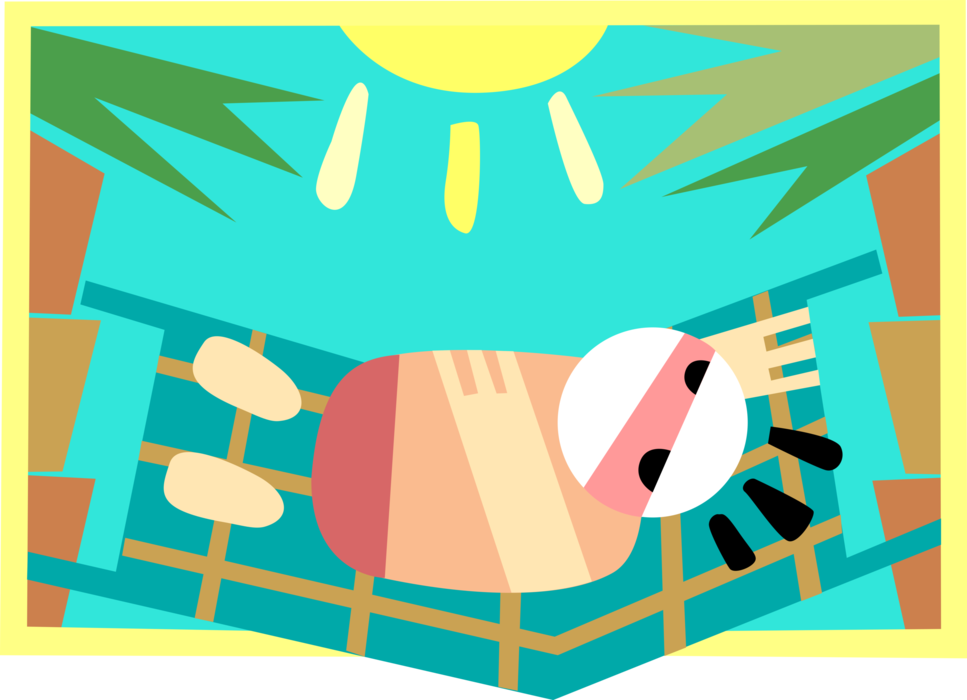 Vector Illustration of Relaxing on Hammock in the Summer Sun Vector Illustration of Relaxing on Hammock in the Summer Sun