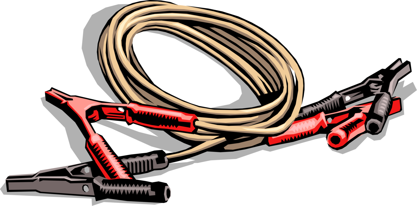 Vector Illustration of Auto Mechanic Booster Cables