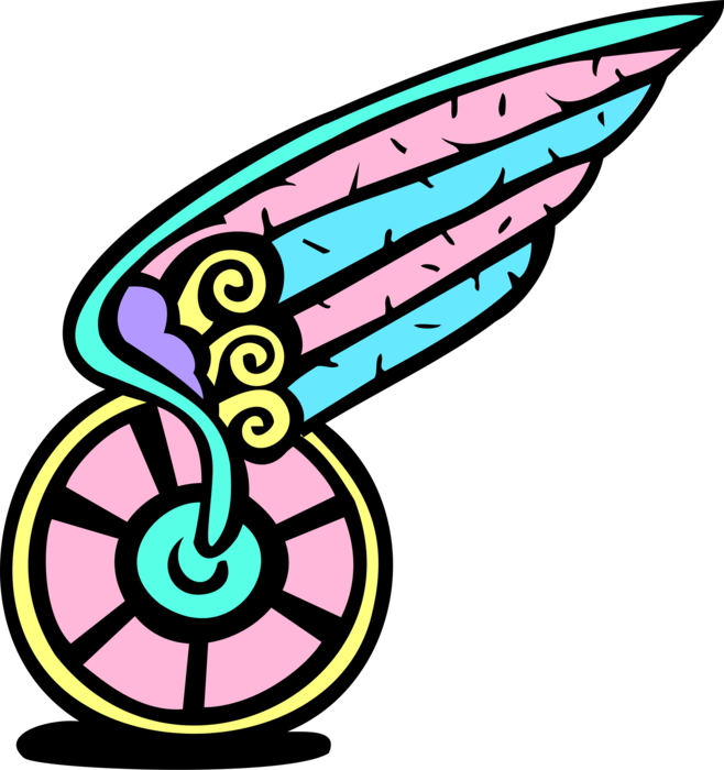 Vector Illustration of Winged Wheel of Hermes Symbol