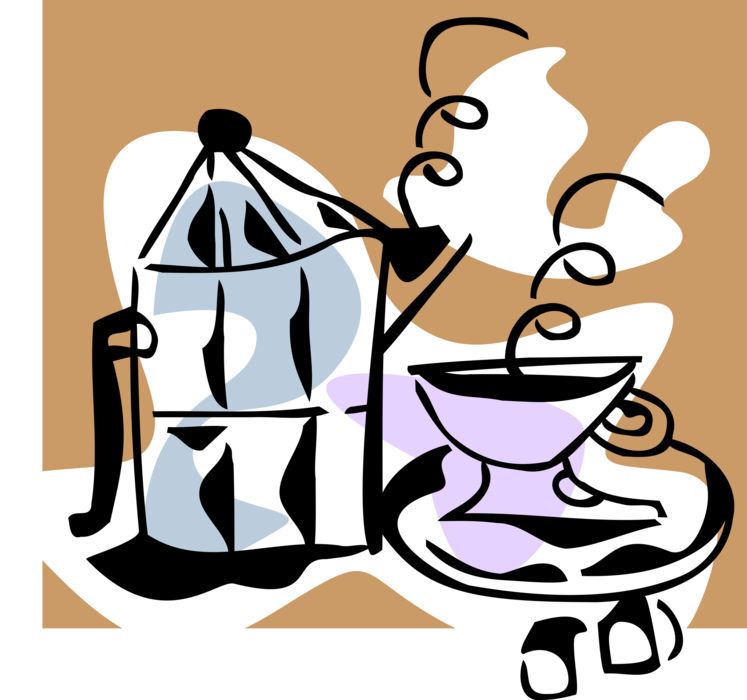 Vector Illustration of Tea Time with Teapot and Cup