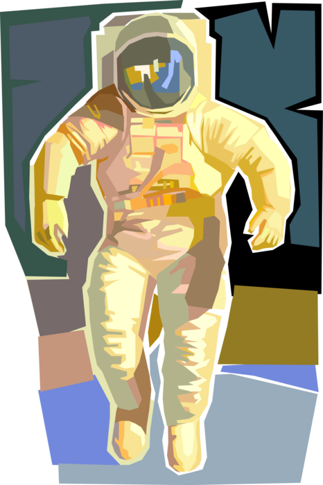 Vector Illustration of Astronaut in Outer Space Pressurized Suit Spacesuit