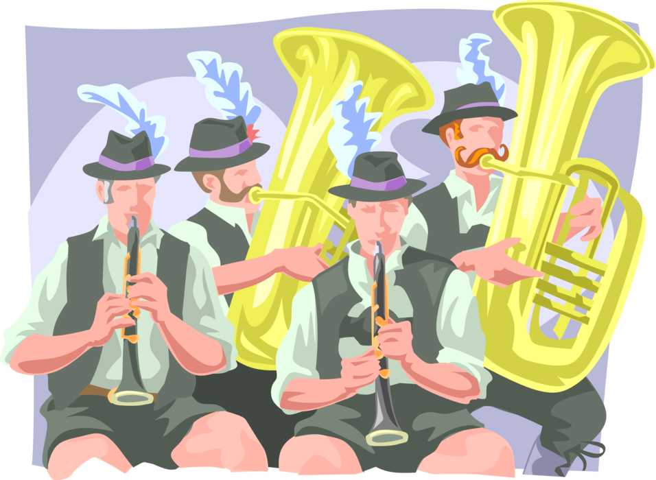 Vector Illustration of Oom-Pah Oompah or Umpapa Rhythmical Sound of Deep Brass Instrument Band