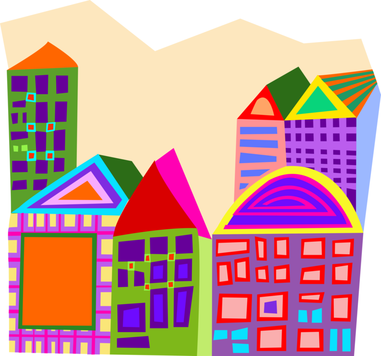 Vector Illustration of Urban Metropolitan City Skyline in Daylight