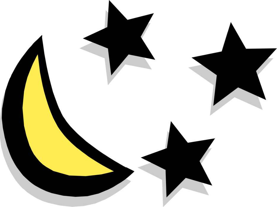 Vector Illustration of Weather Forecast Dark with Moon and Stars