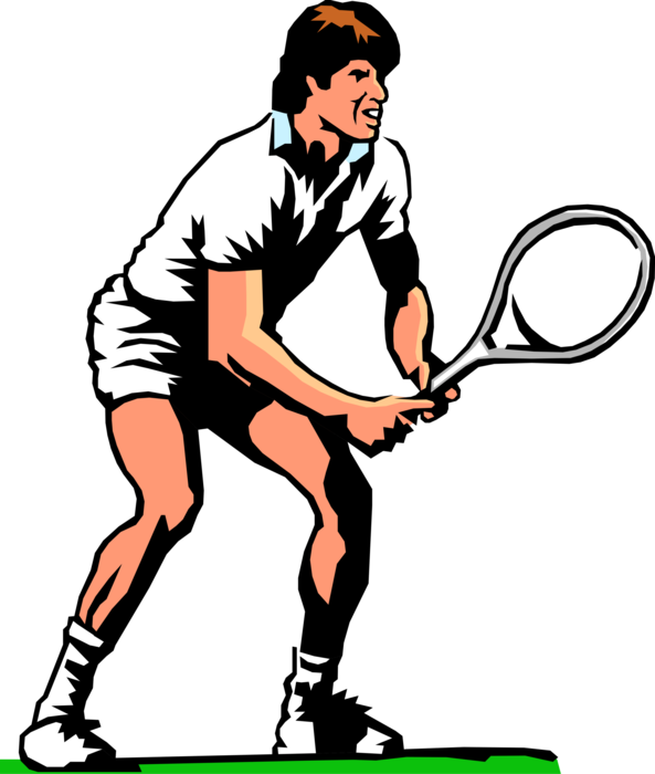 Vector Illustration of Tennis Player with Racket or Racquet