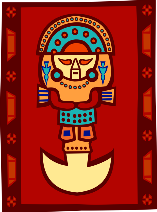 Vector Illustration of Native American Folk Art with Chief Symbol