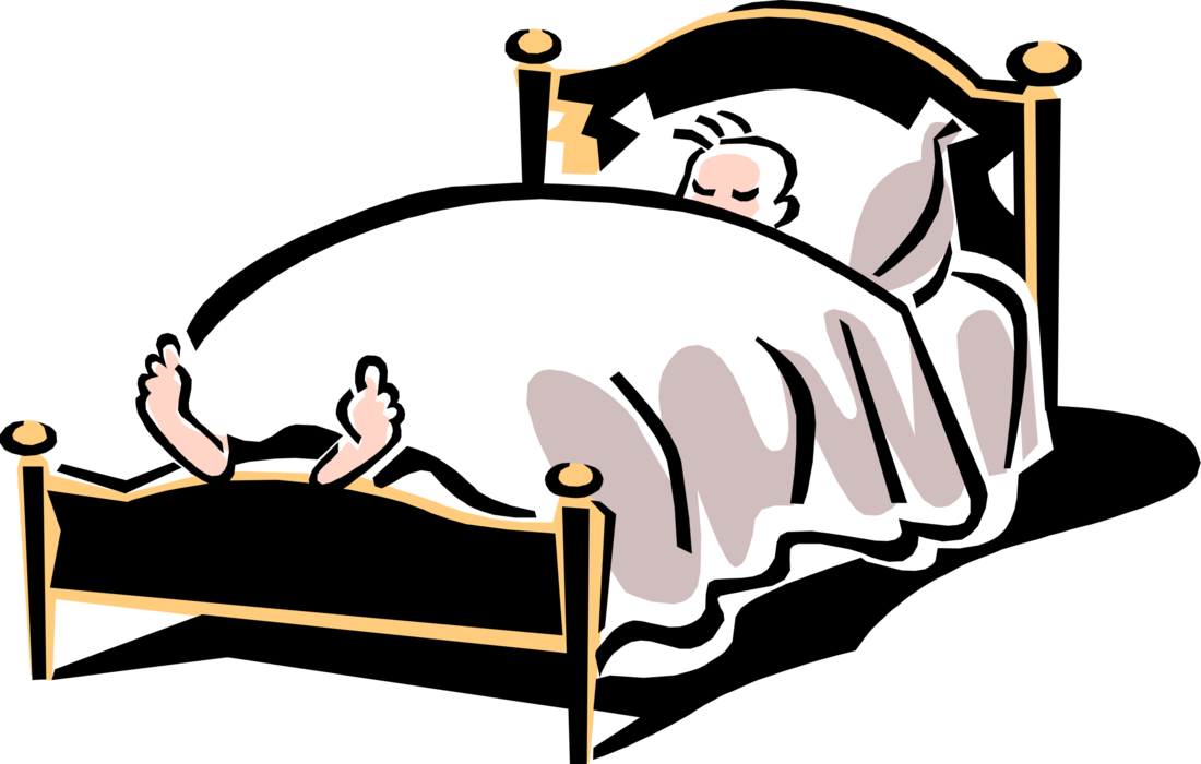 Vector Illustration of Boy Sleeps in Bedroom Bed
