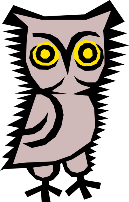 Vector Illustration of Paleolithic Prehistoric Cave Painting Owl Drawing
