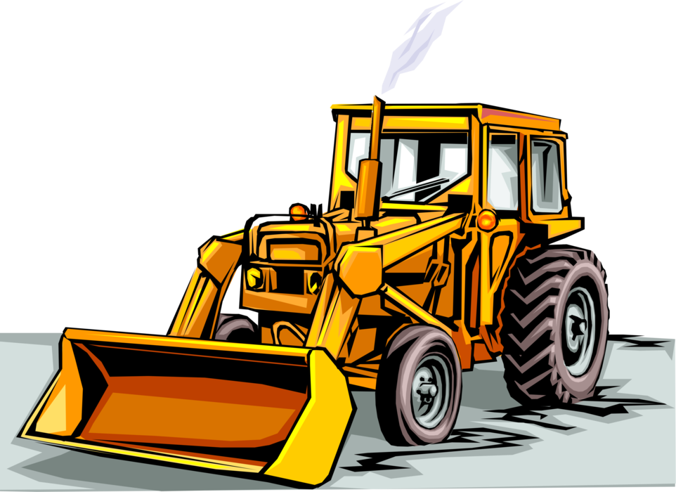 Vector Illustration of Construction Industry Heavy Machinery Equipment Front End Loader