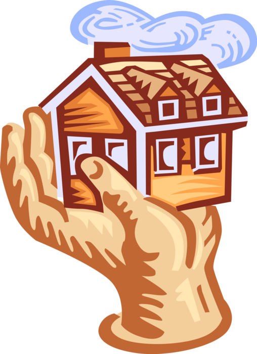 Vector Illustration of Residential Real Estate Insurance Security Hand with House