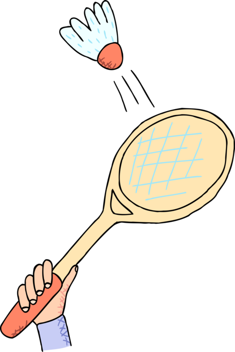 Vector Illustration of Sport of Badminton Racket or Racquet Shuttlecock Birdie