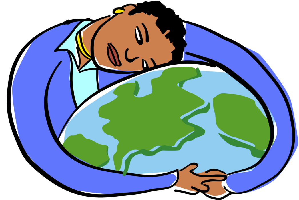 Vector Illustration of Woman Embracing the Globe