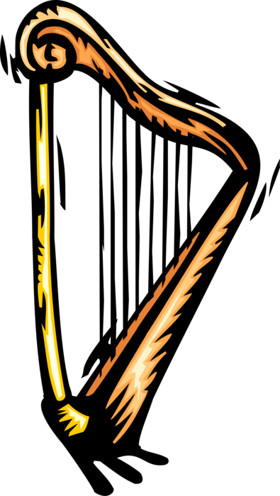 Vector Illustration of Harp Stringed Musical Instrument