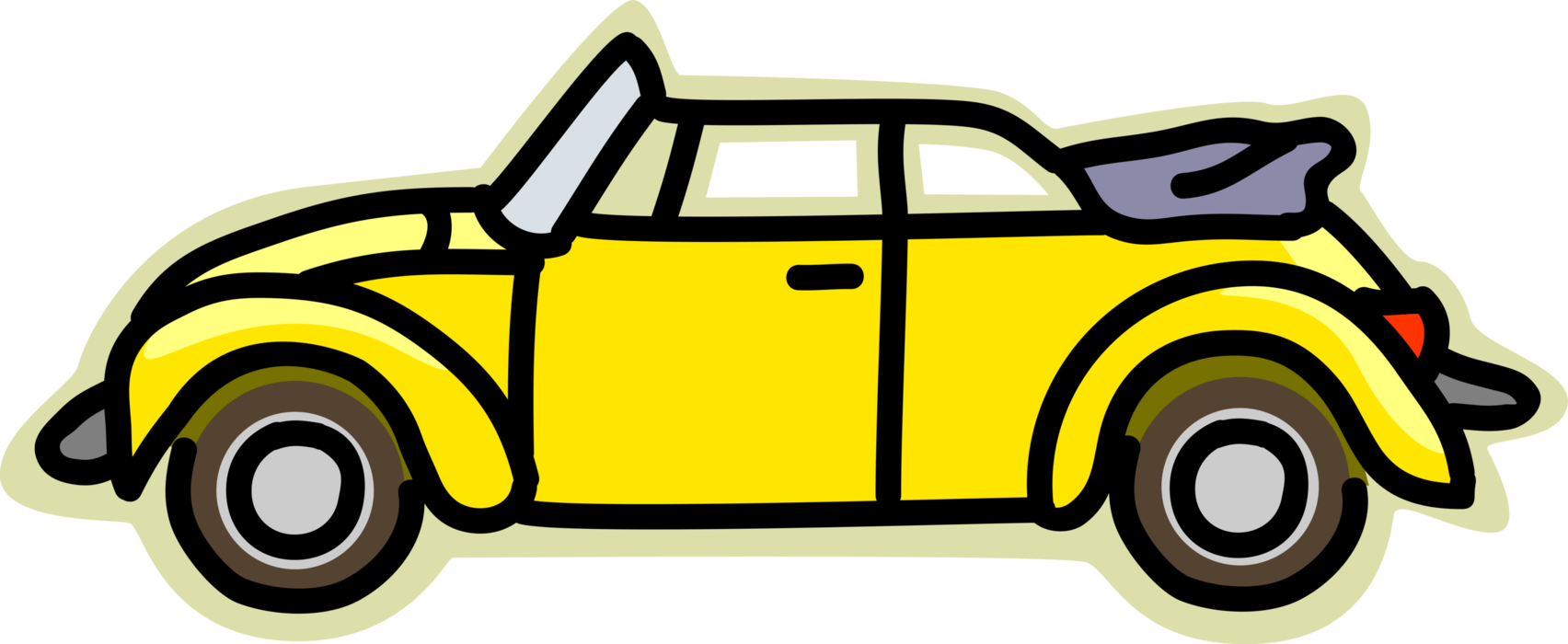 Vector Illustration of Convertible Volkswagen Beetle Car Automobile Motor Vehicle