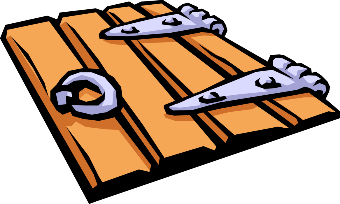 Vector Illustration of Wooden Trapdoor on Hinges