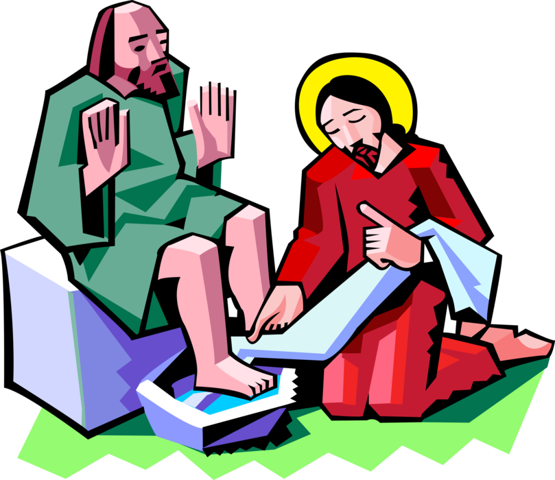 Vector Illustration of Jesus Christ Washing the Feet of Disciple on Holy Thursday