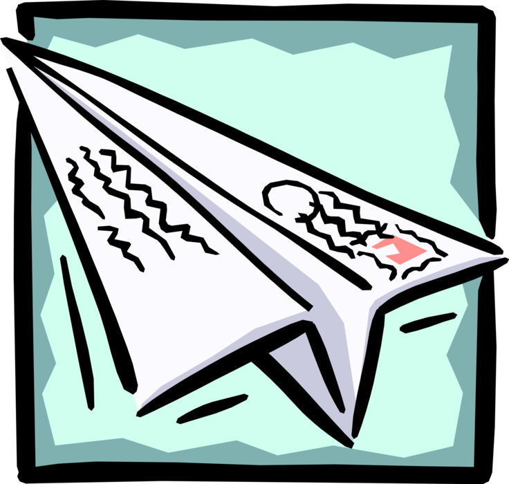 Vector Illustration of Toy Paper Airplane Glider Aeroplane