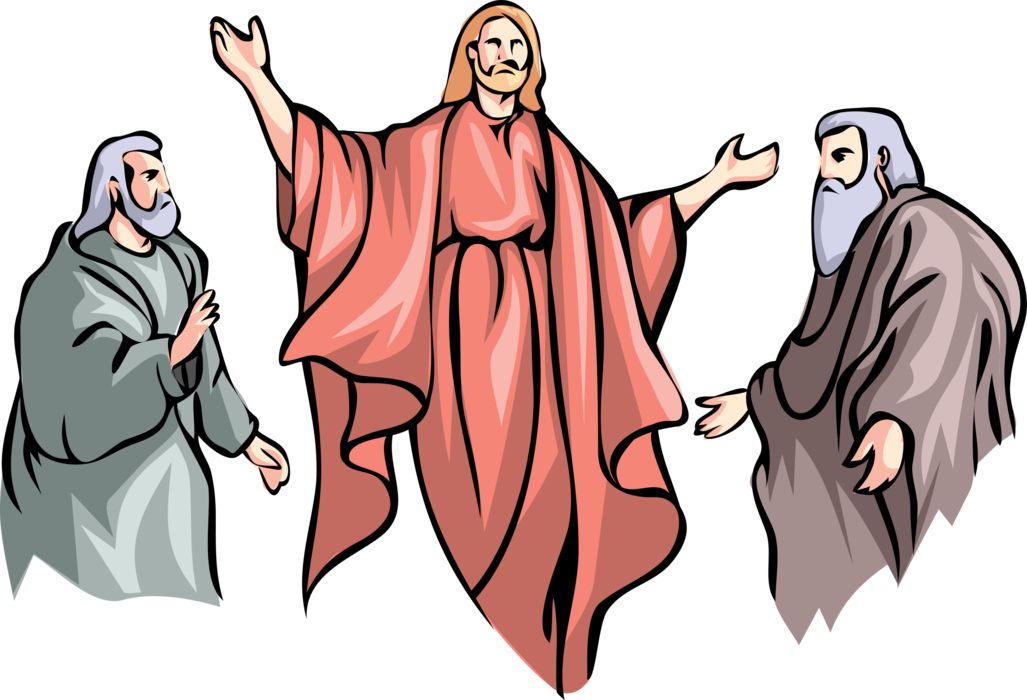 Vector Illustration of Jesus Christ with Moses and Noah