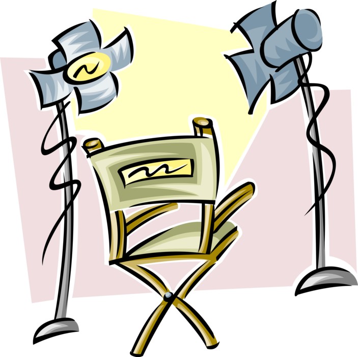 Vector Illustration of Hollywood Movie Industry Film and Motion Pictures Director's Chair