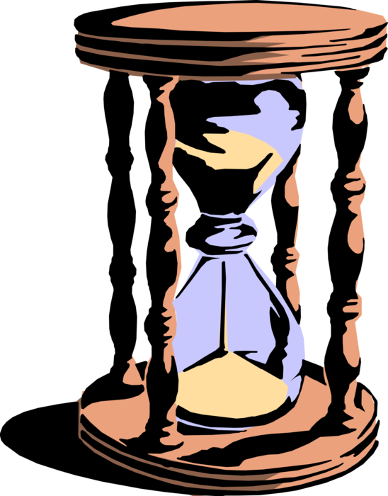 Vector Illustration of Hourglass or Sandglass, Sand Timer, or Sand Clock Measures Passage of Time