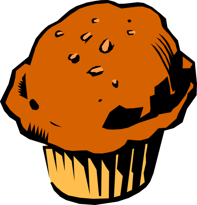 Vector Illustration of Baked Quick Bread Muffin Eaten as Breakfast Food