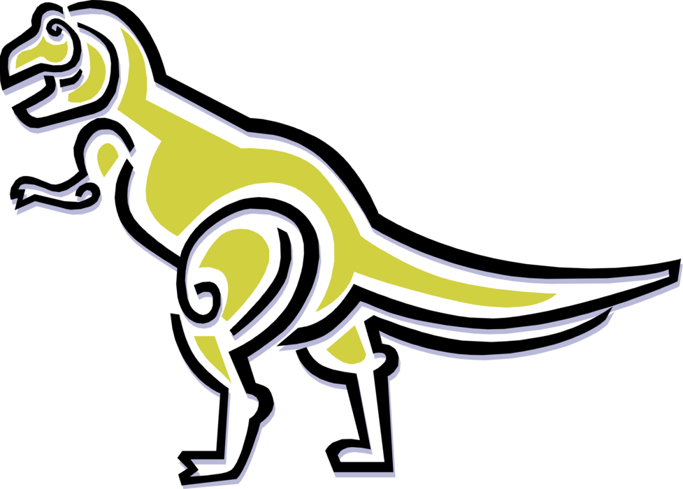 Vector Illustration of Prehistoric Tyrannosaurus Rex Dinosaur from Jurassic and Cretaceous Periods