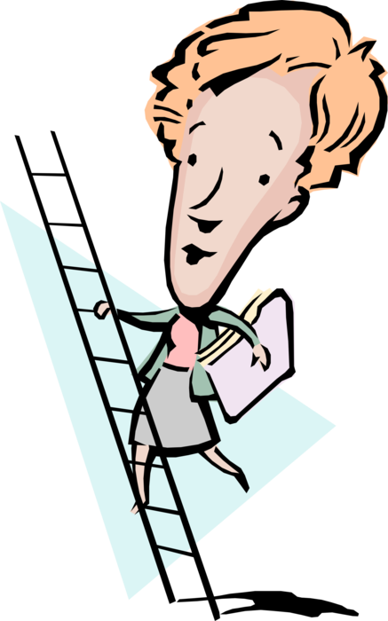 Vector Illustration of Businesswoman Climbing Ladder