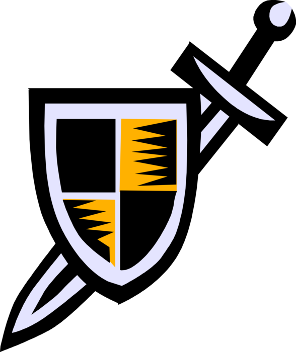 Vector Illustration of Medieval Shield and Sword Symbol