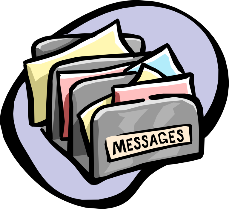 Vector Illustration of In-Basket or In-Box Holds Incoming Messages, Documents and Correspondence