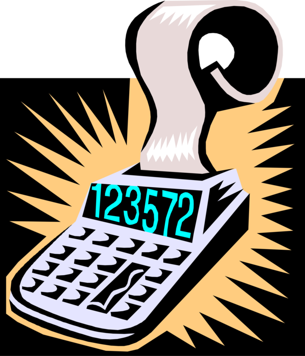 Vector Illustration of Calculator Portable Electronic Device Performs Basic Operations of Mathematics