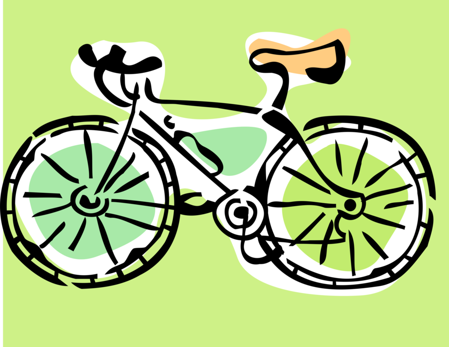 Vector Illustration of Bicycle Bike or Cycle Human-Powered, Pedal-driven, Single-Track Vehicle