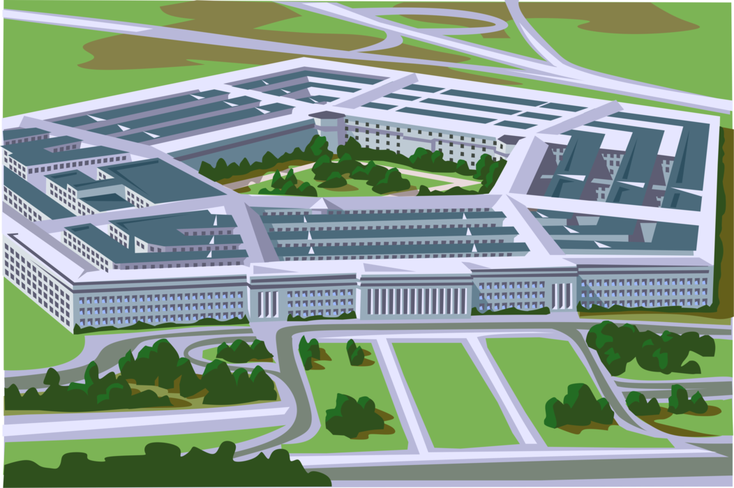 Vector Illustration of Pentagon Headquarters of United States Department of Defense, Washington, D.C.