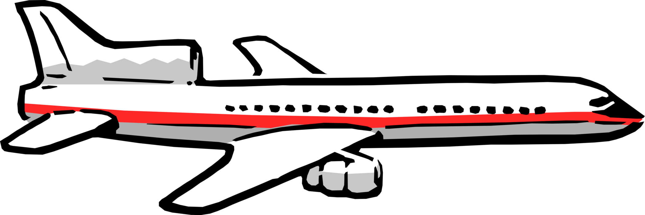 Vector Illustration of Commercial Airplane Passenger Jet Aircraft in Flight