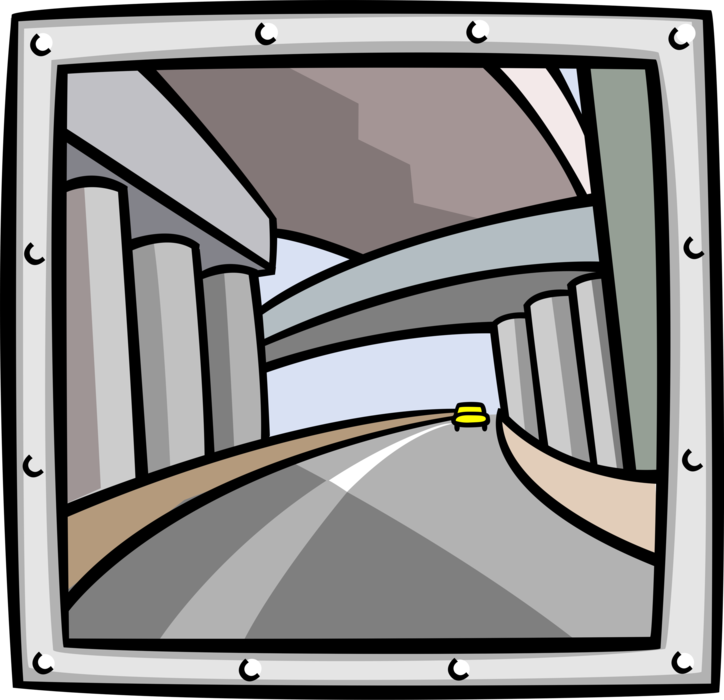 Vector Illustration of High Speed Vehicular Traffic Freeway Motorway Expressway