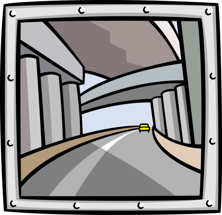 Vector Illustration of High Speed Vehicular Traffic Freeway Motorway Expressway