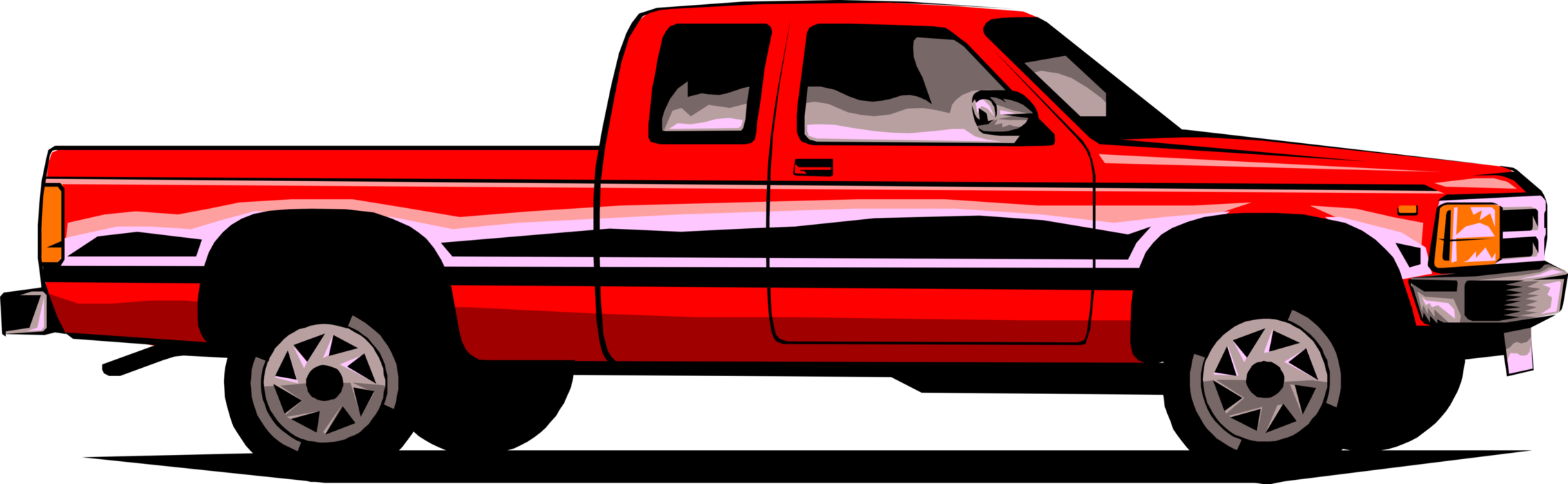 Vector Illustration of Pickup Truck or Light Duty Truck with Open Cargo Area