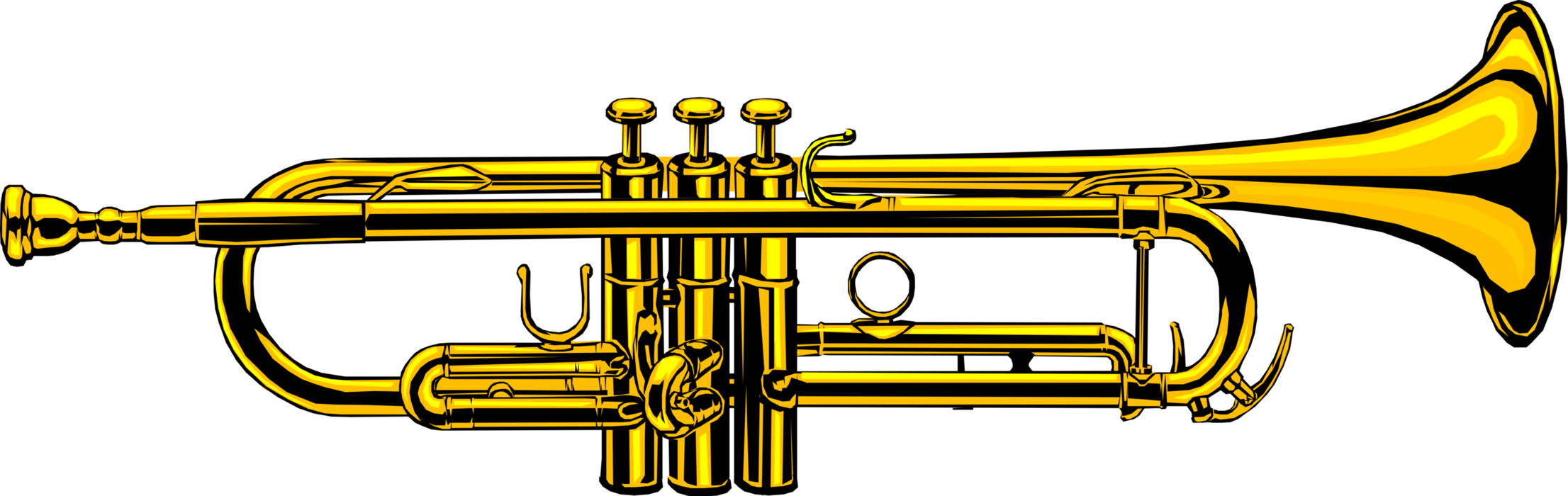 Vector Illustration of Trumpet Horn Brass Musical Instrument used in Classical and Jazz Ensembles