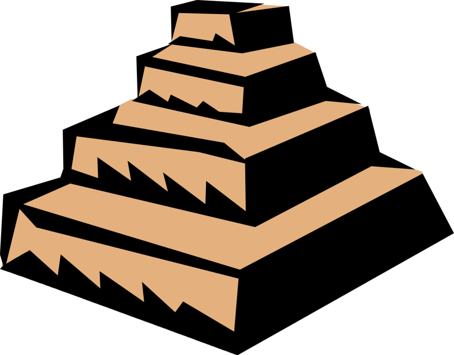 Vector Illustration of Step Pyramid Architectural Structure Symbol
