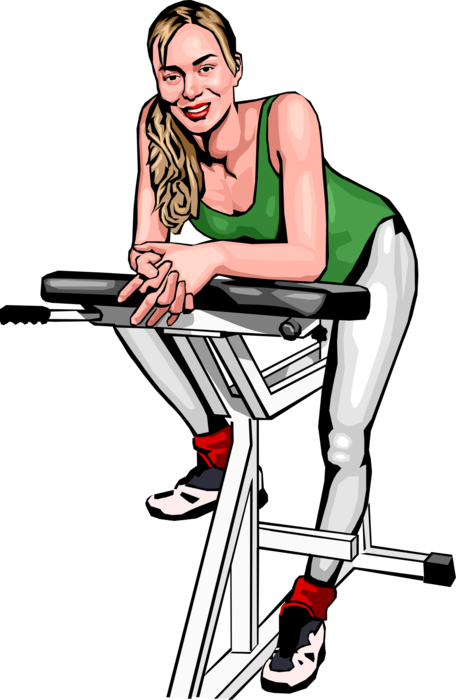 Vector Illustration of Exercise and Physical Fitness Workout on Exercise Equipment