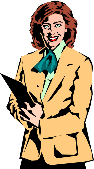 Vector Illustration of Cruise Hostess Oversees and Organizes Day's List of Activities