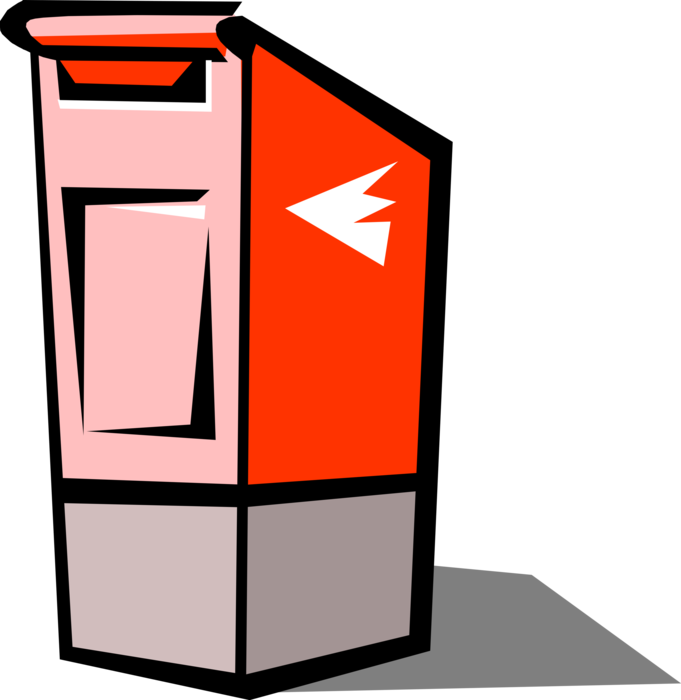 Vector Illustration of Post Box Mailbox, Collection Box, Letter Box, Drop Box Contains Outgoing Mail