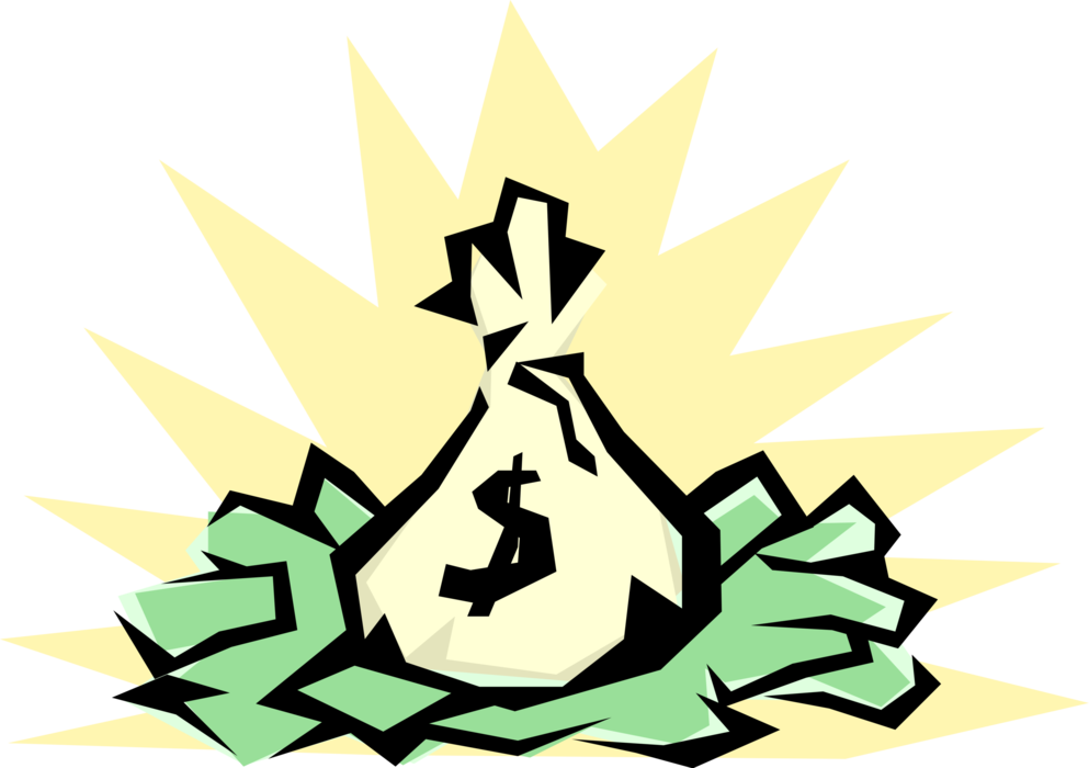 Vector Illustration of Money Bag, Moneybag, or Sack of Money used to Hold and Transport Coins, Cash and Banknotes