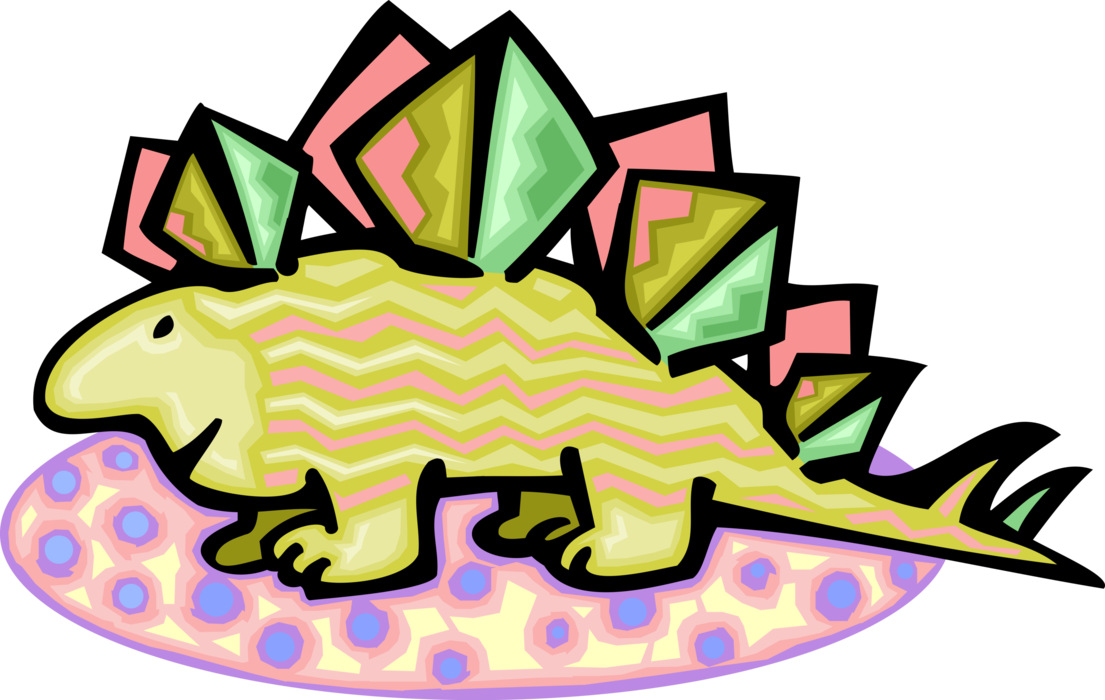 Vector Illustration of Prehistoric Stegosaurus Dinosaur from Jurassic and Cretaceous Periods