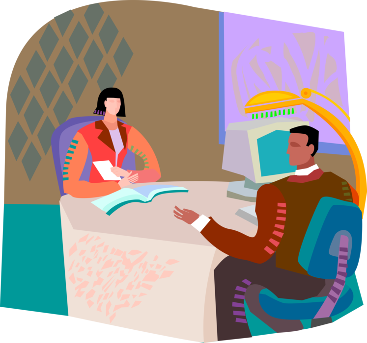 Vector Illustration of Human Resources Interview with Job Applicant
