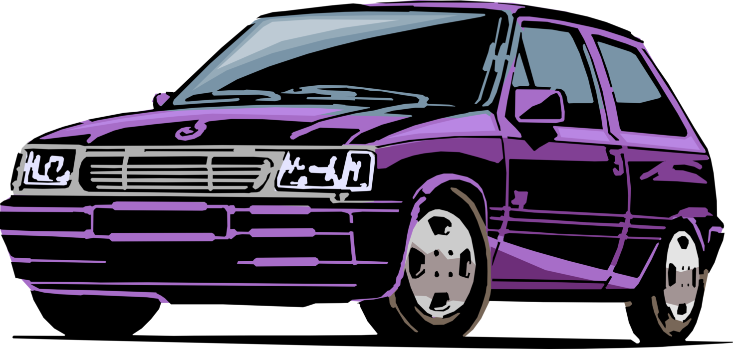 Vector Illustration of Family Sedan Compact Car Automobile Motor Vehicle